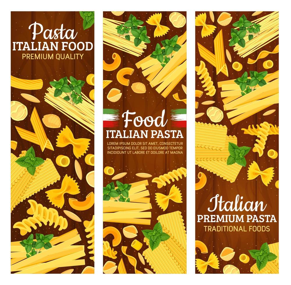 pancartas de pasta italiana con comida de pastelería italiana vector