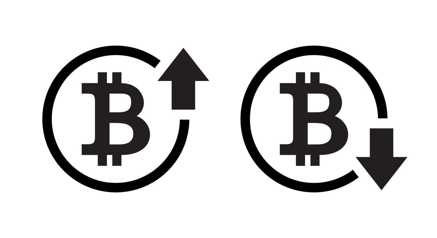 Bitcoin price increase decrease icon vector. Cryptocurrency market up down sign symbol vector