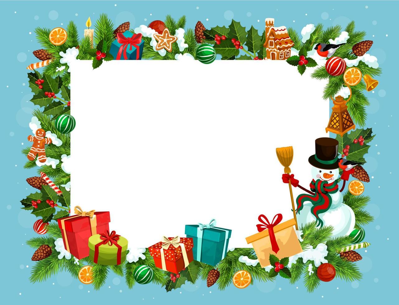 Festive frame of spruce for Christmas holiday vector