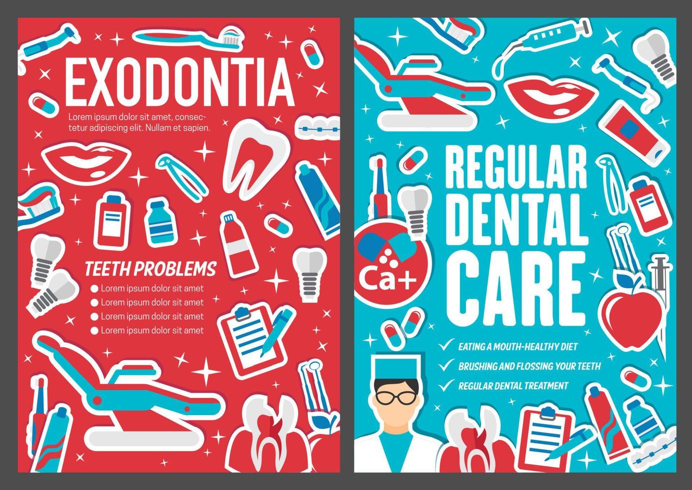 Dental care clinic and dentistry medical checkup vector