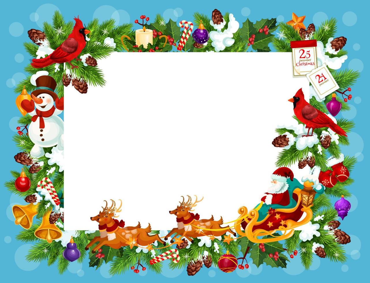 marco para tarjeta de felicitación navideña con espacio en blanco vector