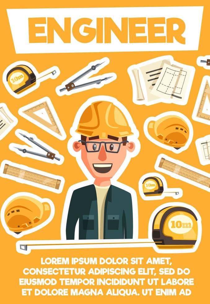 Engineer, architector and tools. Vector