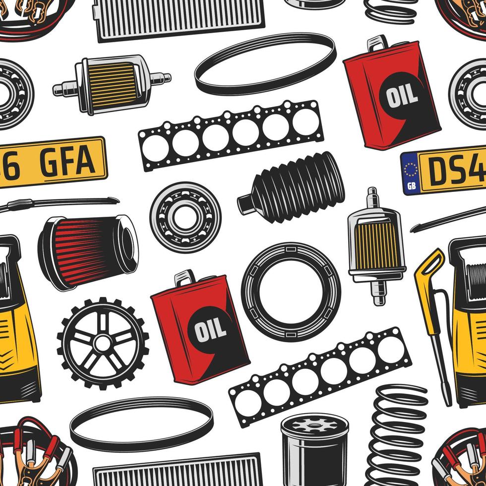 Car spare parts and tools seamless pattern vector