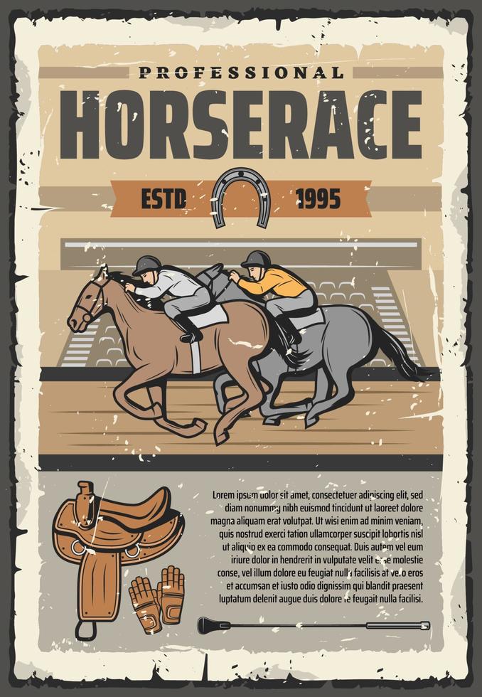 Horse racing sport, riders on track vector