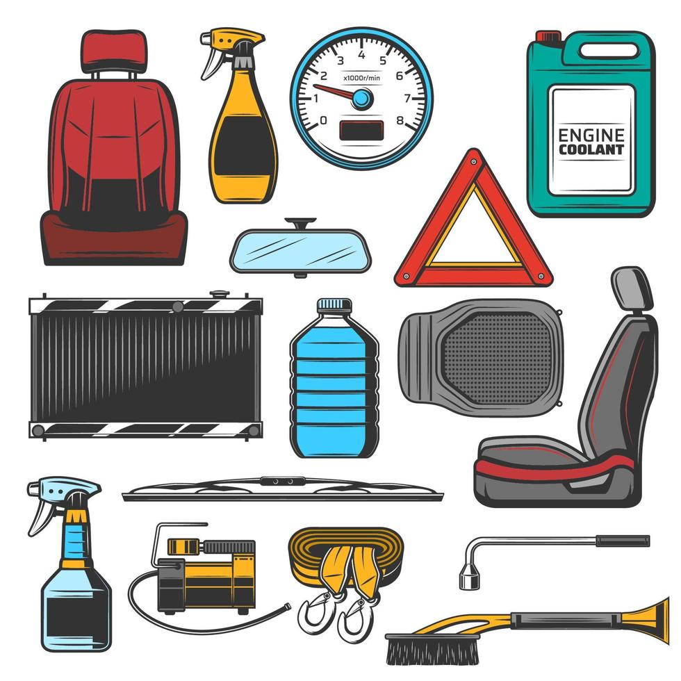Auto spare and means, car maintenance vector