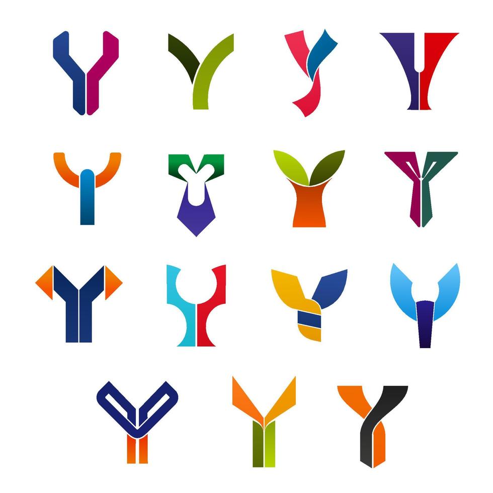 Letter Y abstract business icons or symbols vector