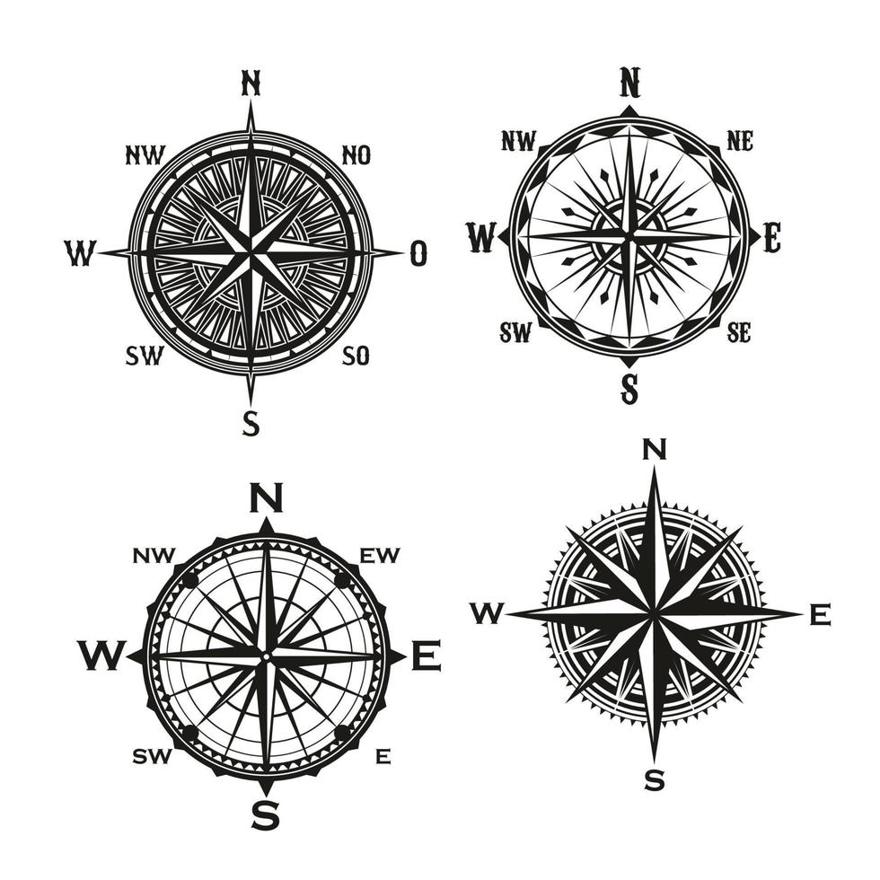Rose of winds arrows, vector nautical compass