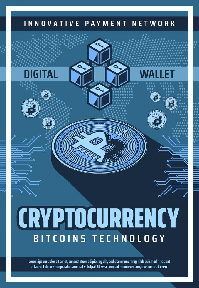 Bitcoin technology, cryptocurrency digital money vector