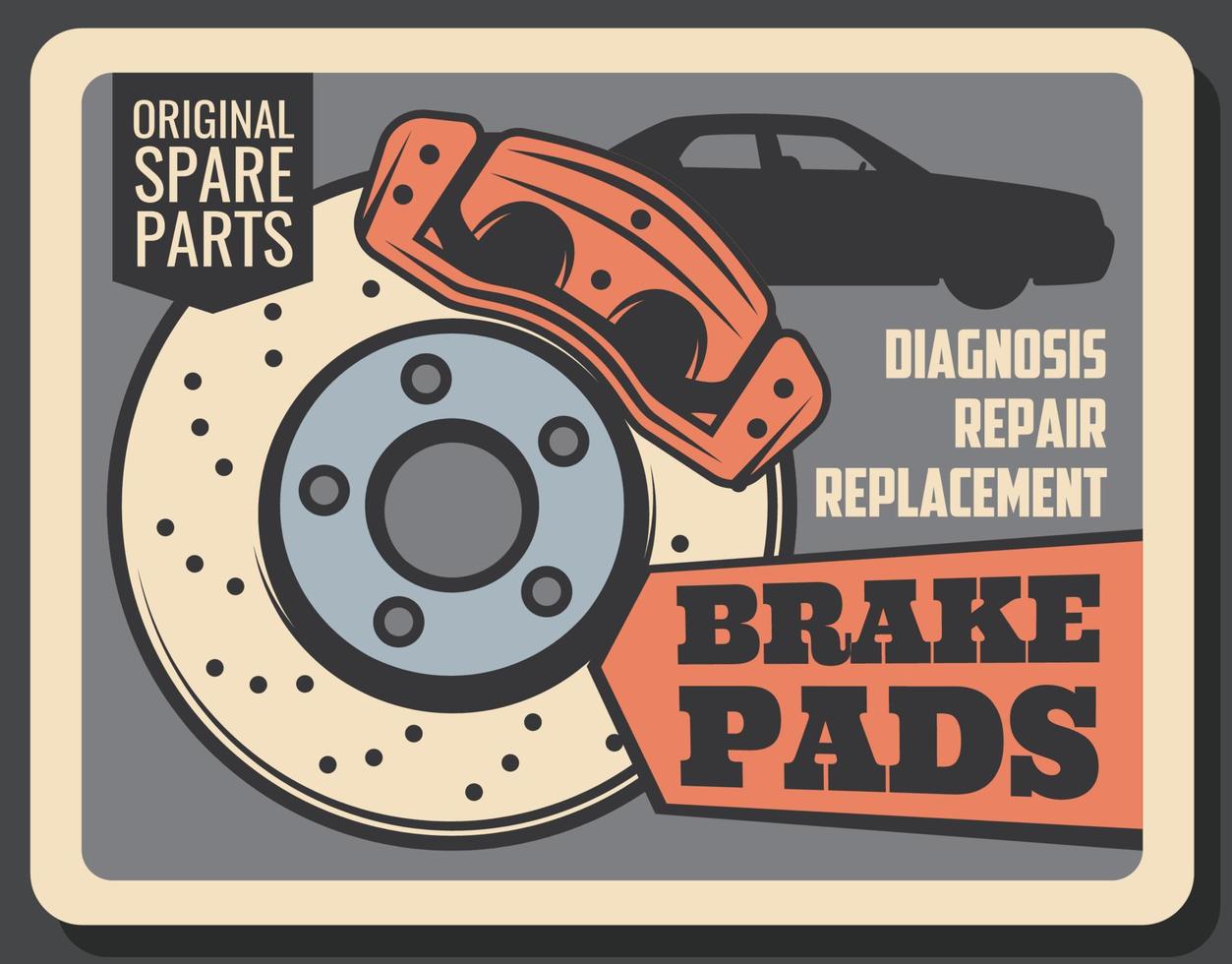 Brake pads, rims and car service vector