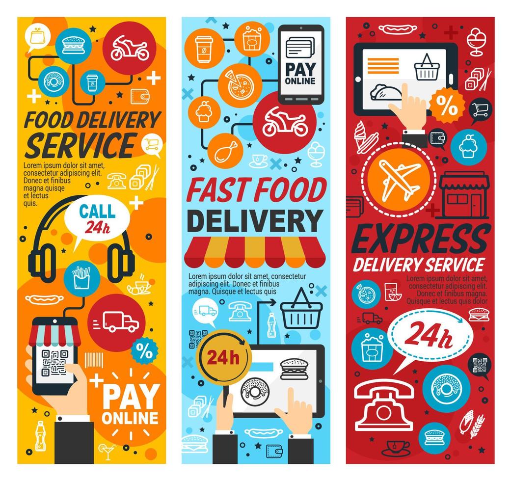 Fastfood express delivery service, vector