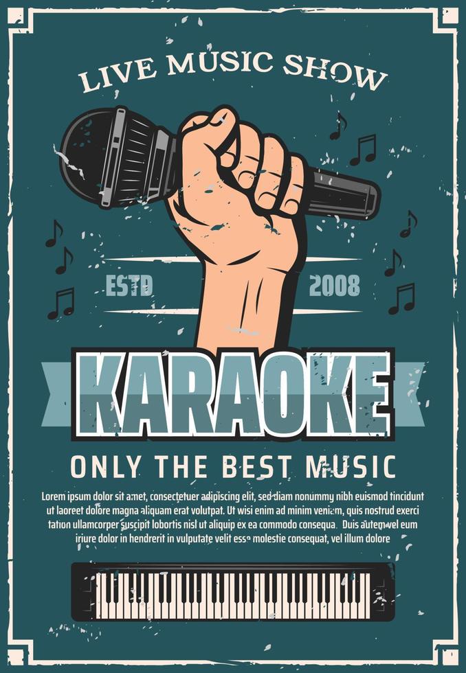 cartel de micrófono de música en vivo de karaoke de fiesta musical vector