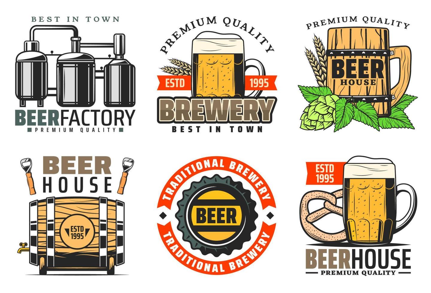 Brewery factory premium quality beer house vector