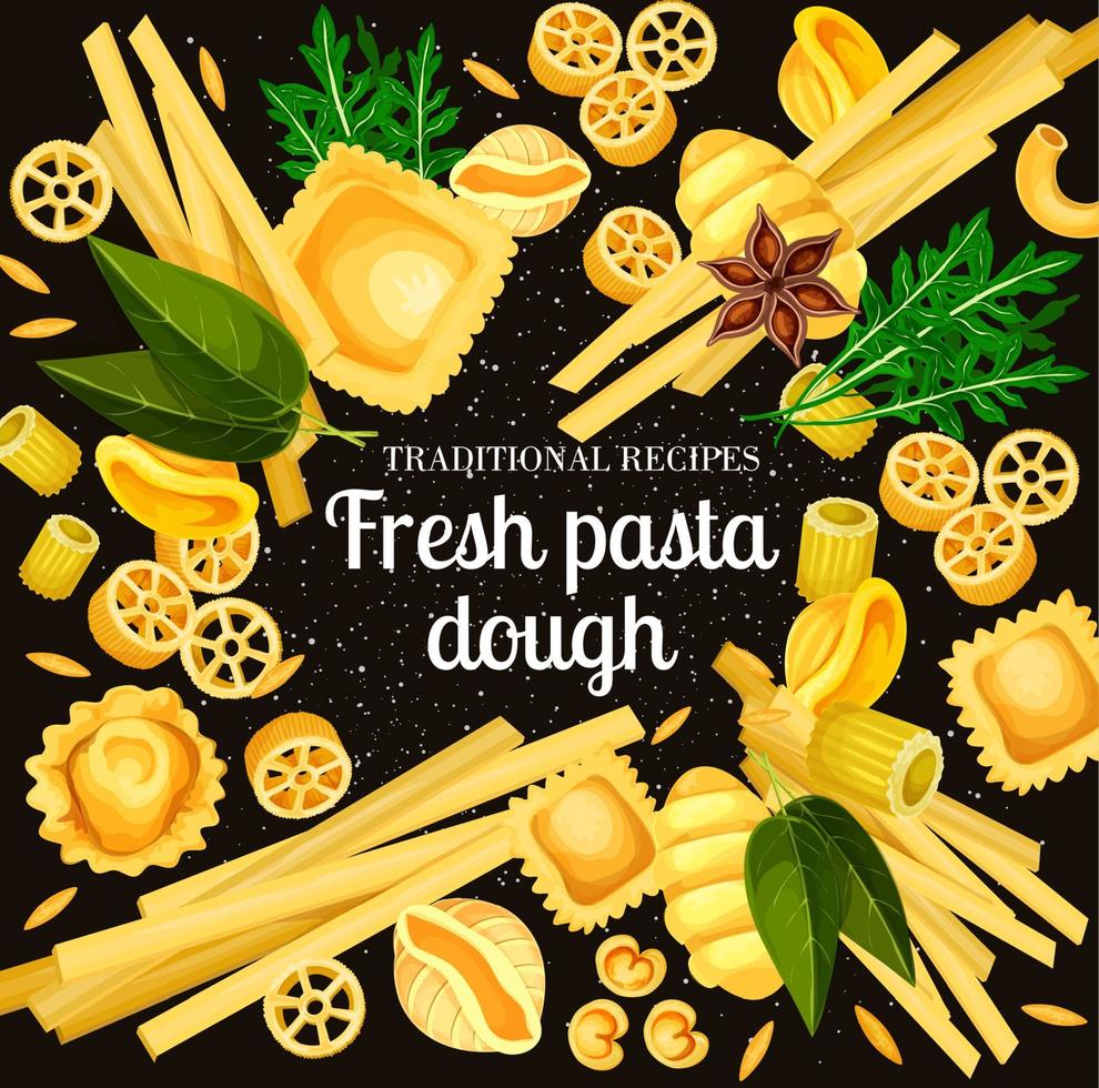 masa de pasta italiana y especias para cocinar vector