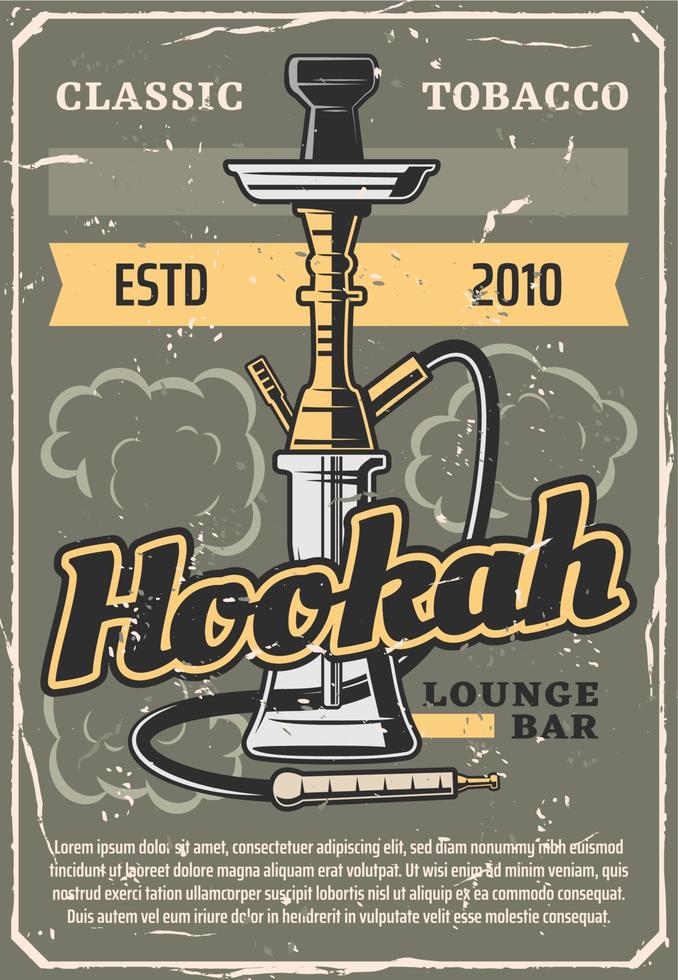 Hookah lounge bar, shisha smoking vector