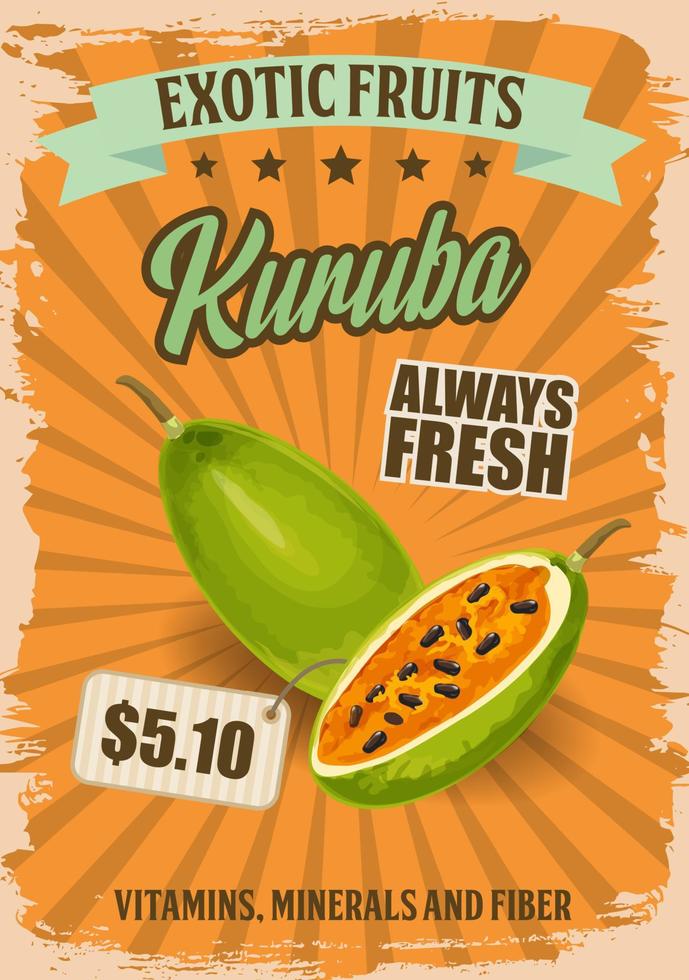 Kuruba or curuba exotic fruit, banana passionfruit vector