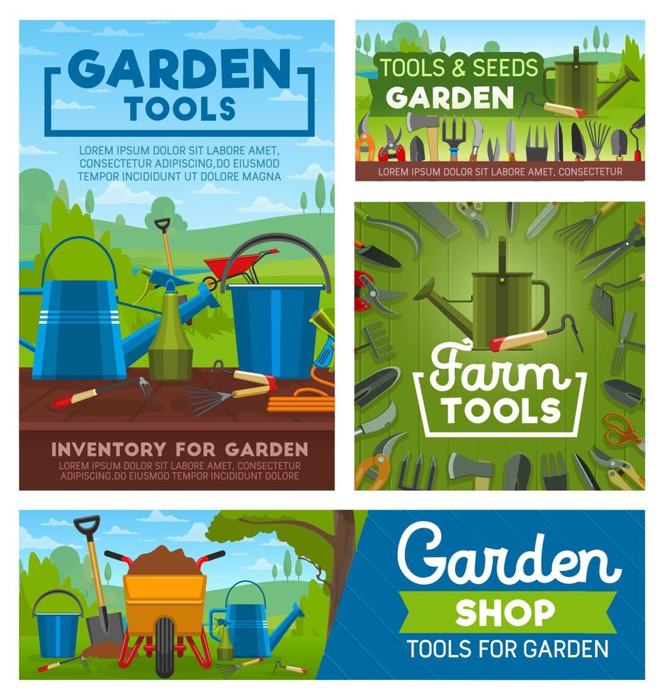 Gardening and farming tools. Garden instruments vector