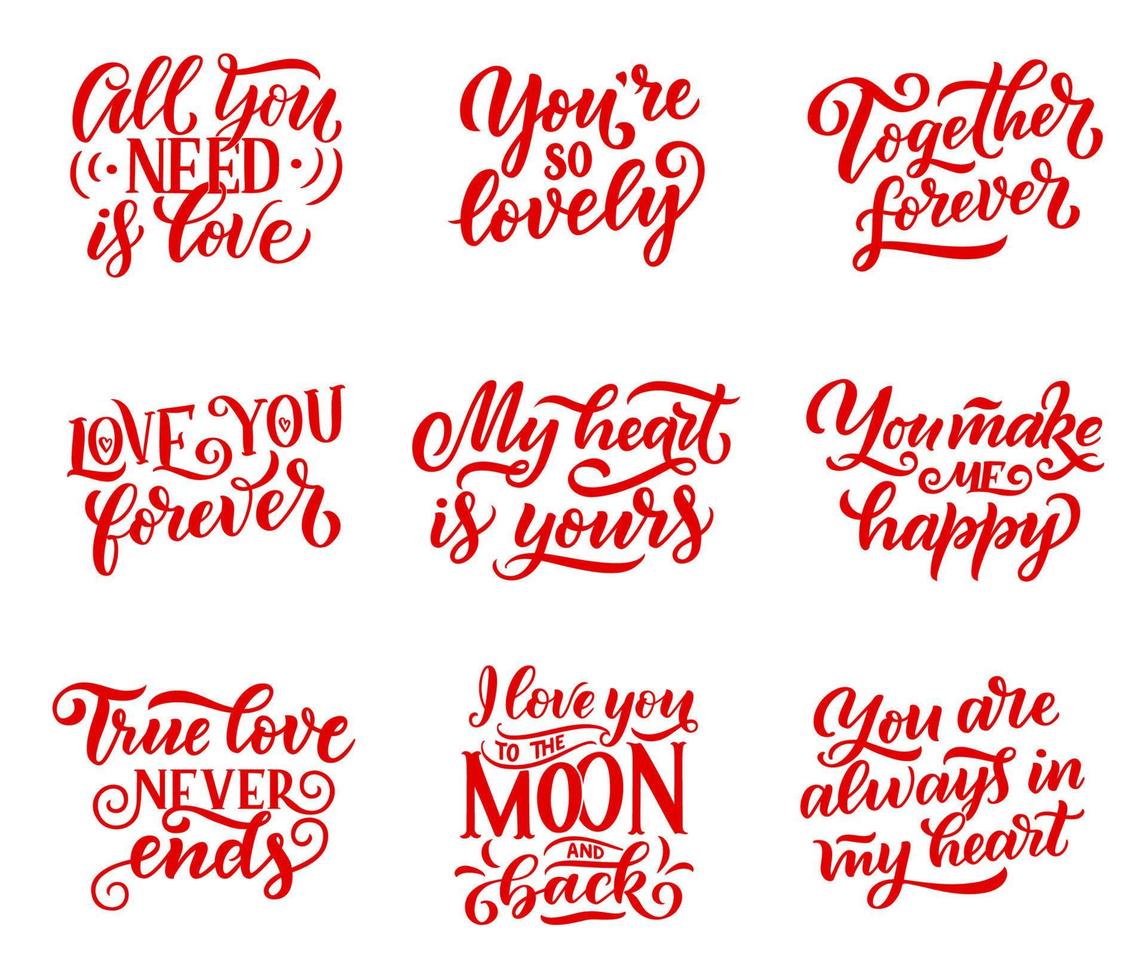 Valentines Day congratulation signs and lettering vector