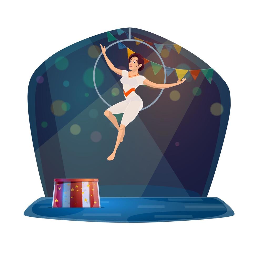 Circus trainer and linon in fire circle vector