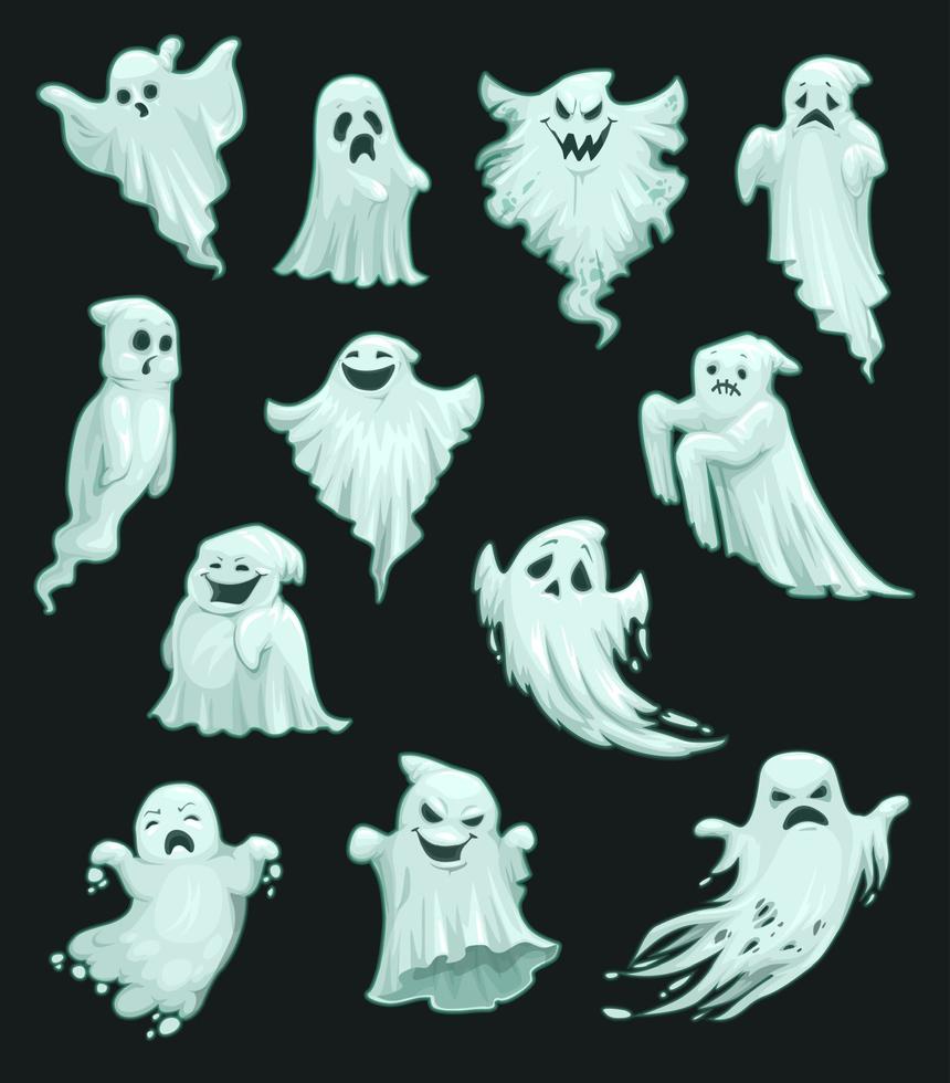 fantasmas de dibujos animados de vector de fiesta de halloween