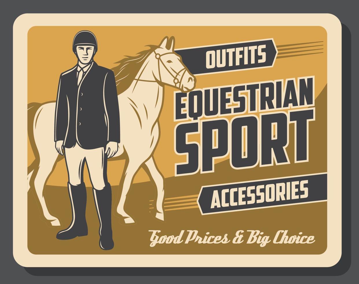 Horse and jockey of equestrian sport vector