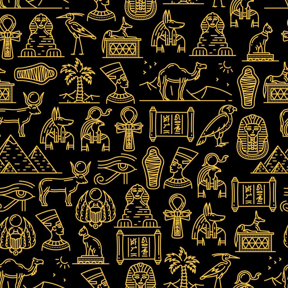 Egyptian seamless pattern of ancient Gods of Egypt vector