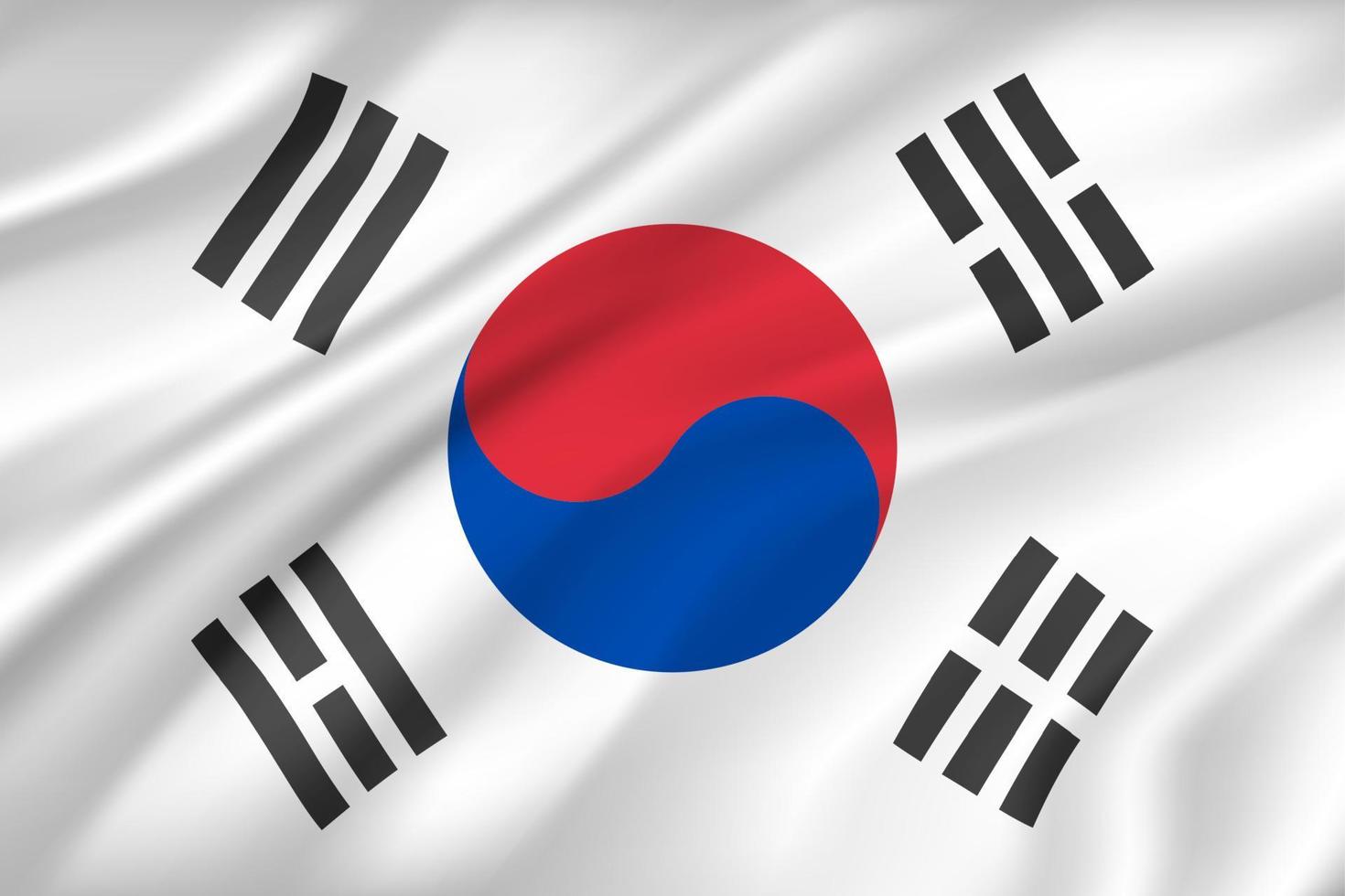 Flag of South Korea background with cloth texture vector