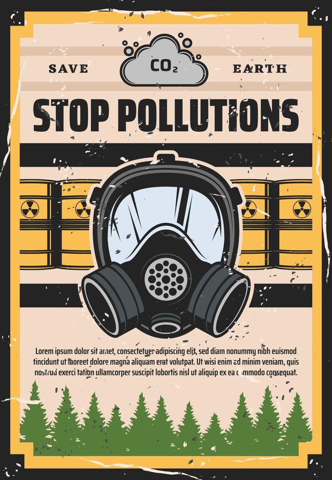 Stop pollution, ecology, environment contamination vector