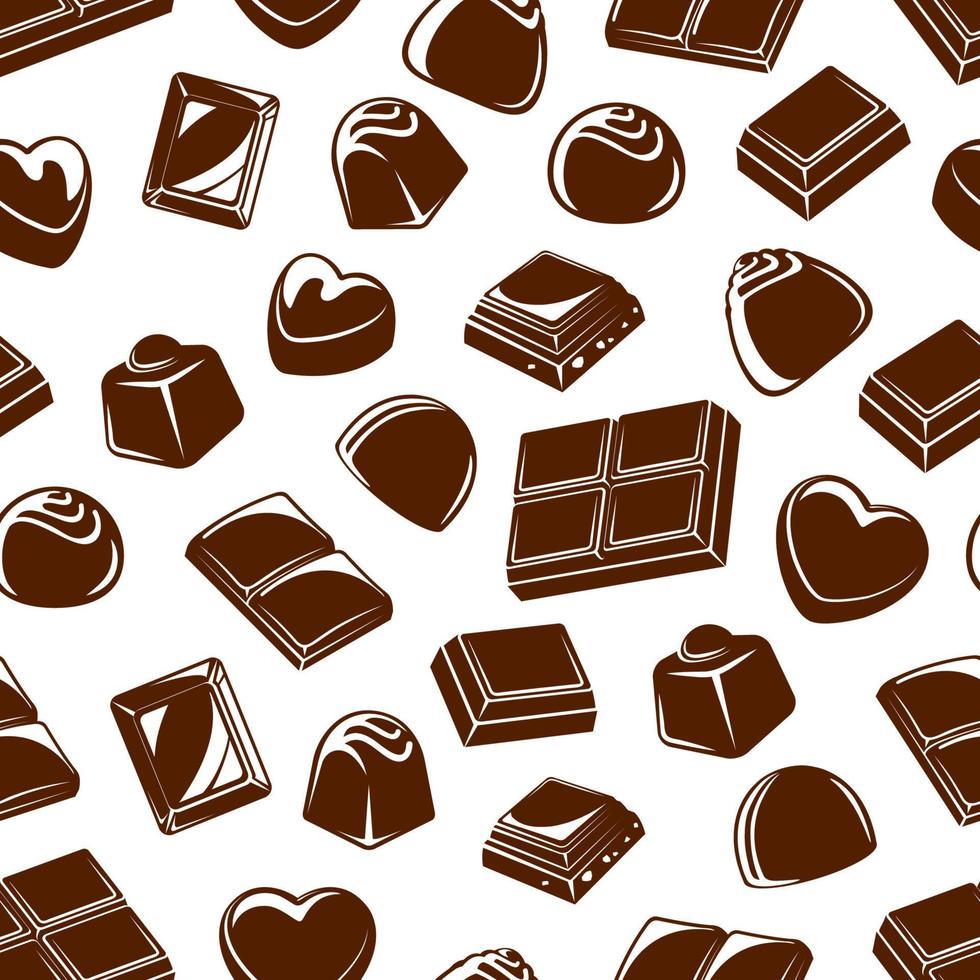 Chocolate candies and bars seamless pattern vector