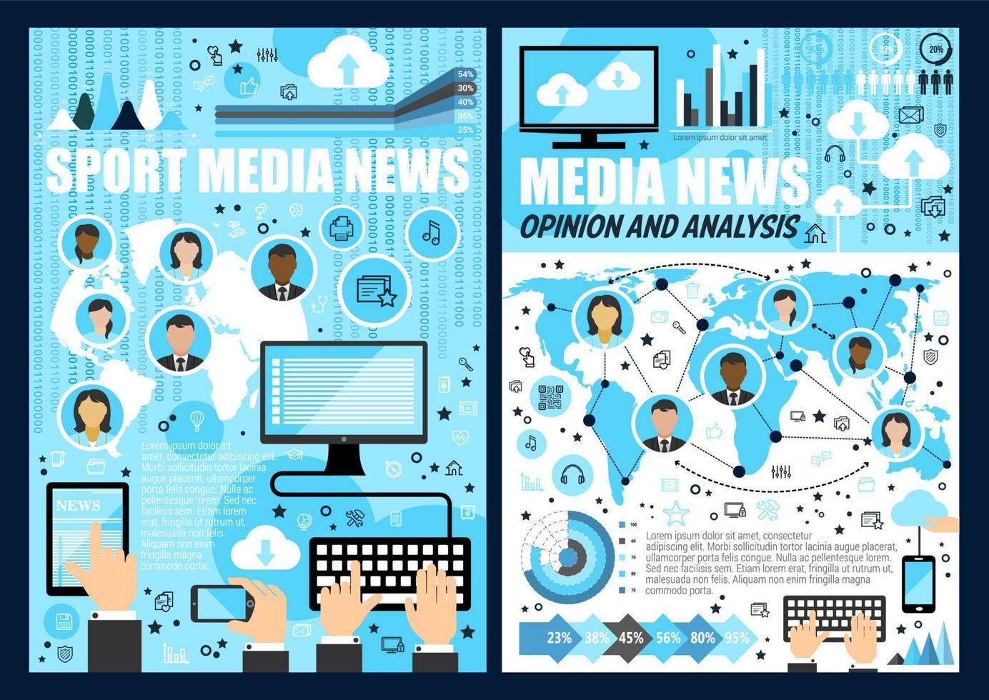 Mass media news. Mobile phone, computer, tablet vector