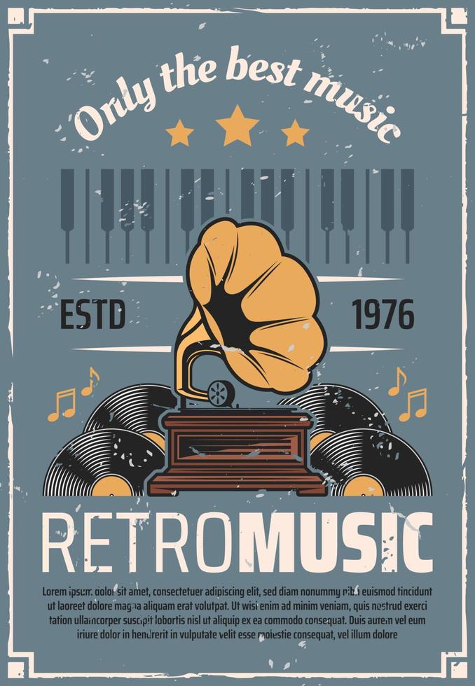 Retro music vintage vinyl gramophone vector