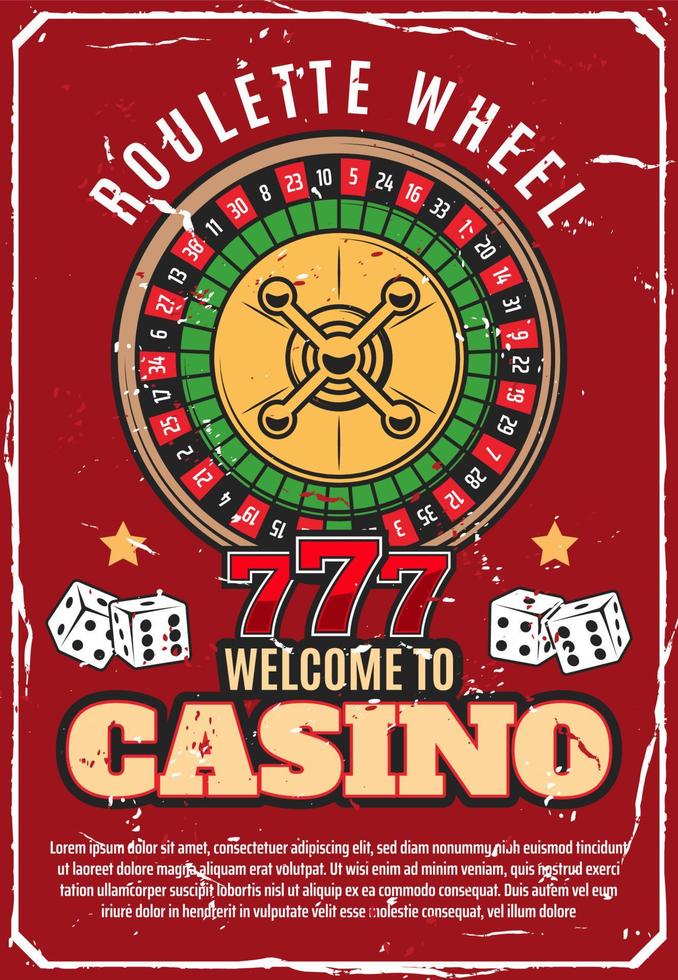 Casino poker wheel roulette gambling game vector