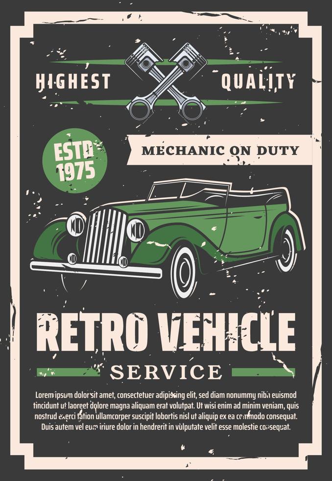 Car repair service, cabriolet and mechanic on duty vector