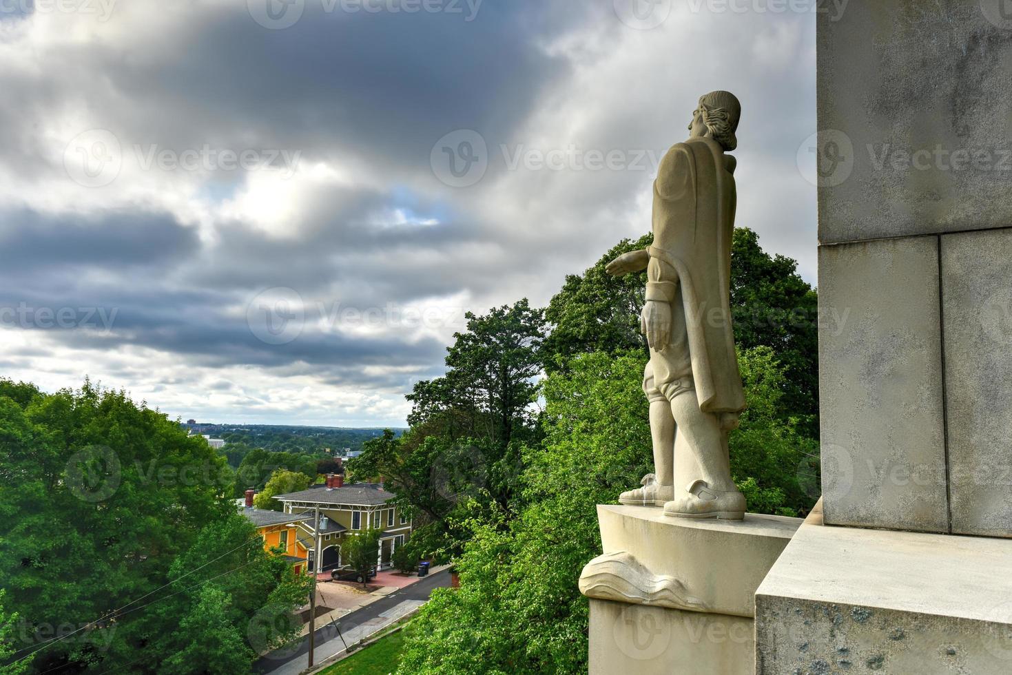 Prospect Terrace Park view of the Providence skyline and Roger Williams statue, Providence, Rhode Island, USA photo