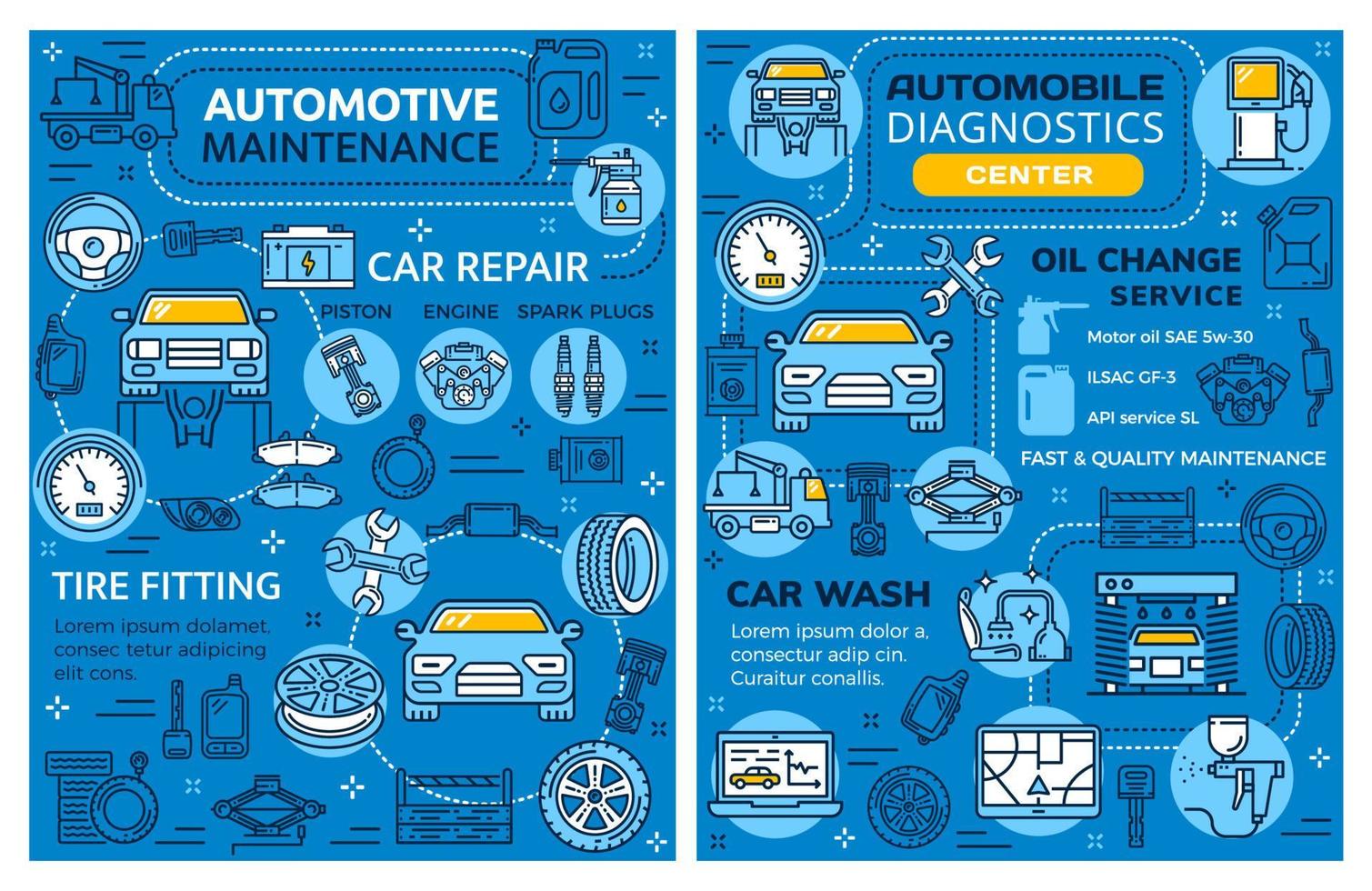 Car service auto repair and vehicle diagnostics vector