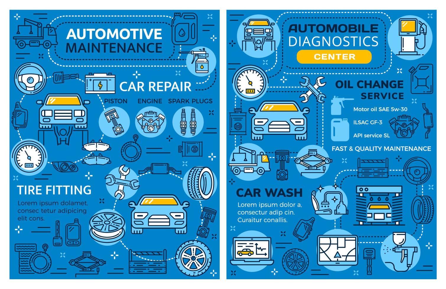 servicio de auto reparación de automóviles y diagnóstico de vehículos vector