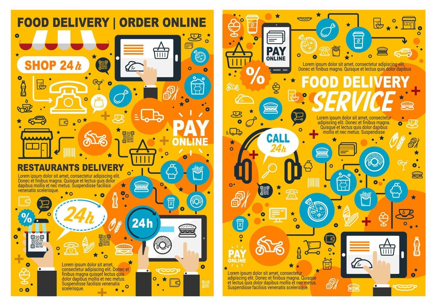 menú de pedido y entrega de comida rápida en línea vector
