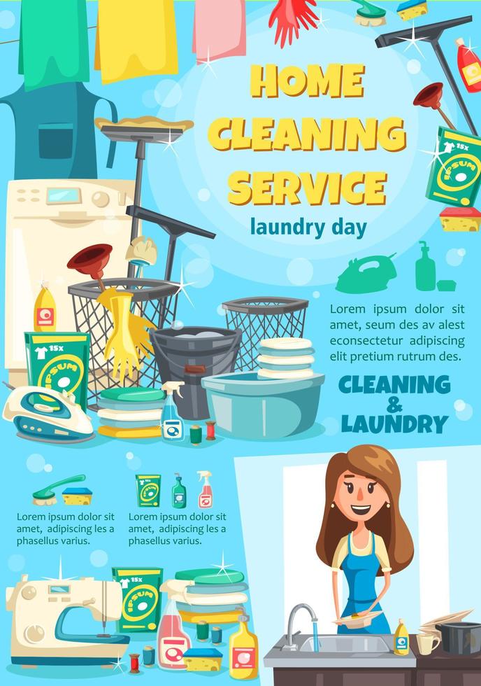 Cleaning and laundry, sewing vector