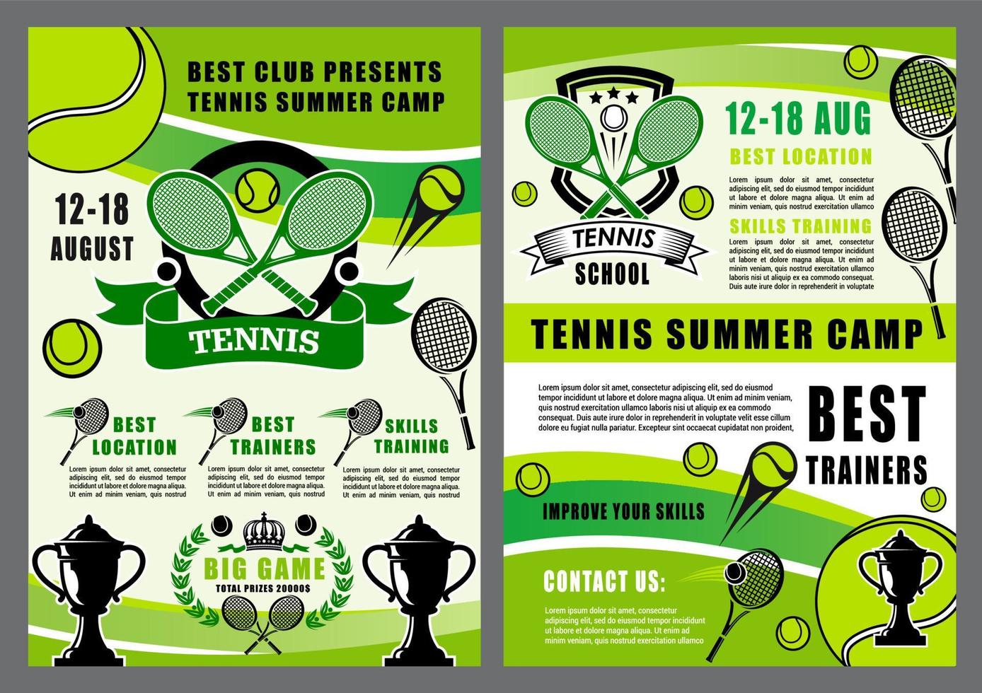 escuela deportiva de tenis, torneo de juegos de campamento vector