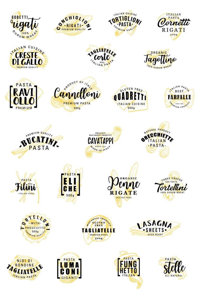 Italian pasta sketch calligraphy lettering vector