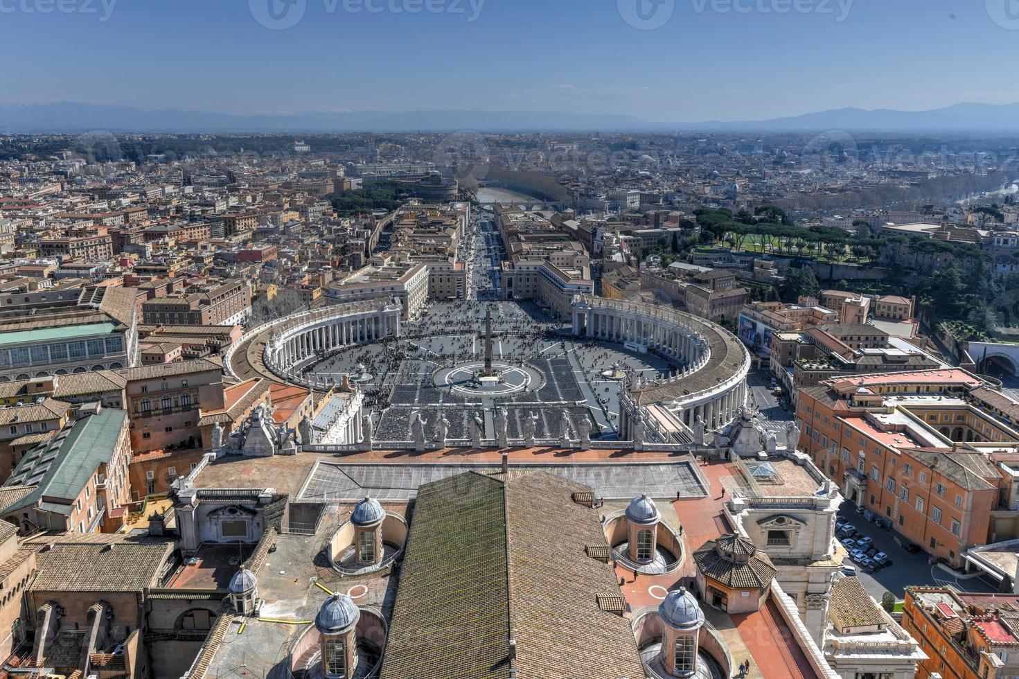 View of the Vatican City from Saint Peter's dome in the Vatican City, Rome, Italy photo