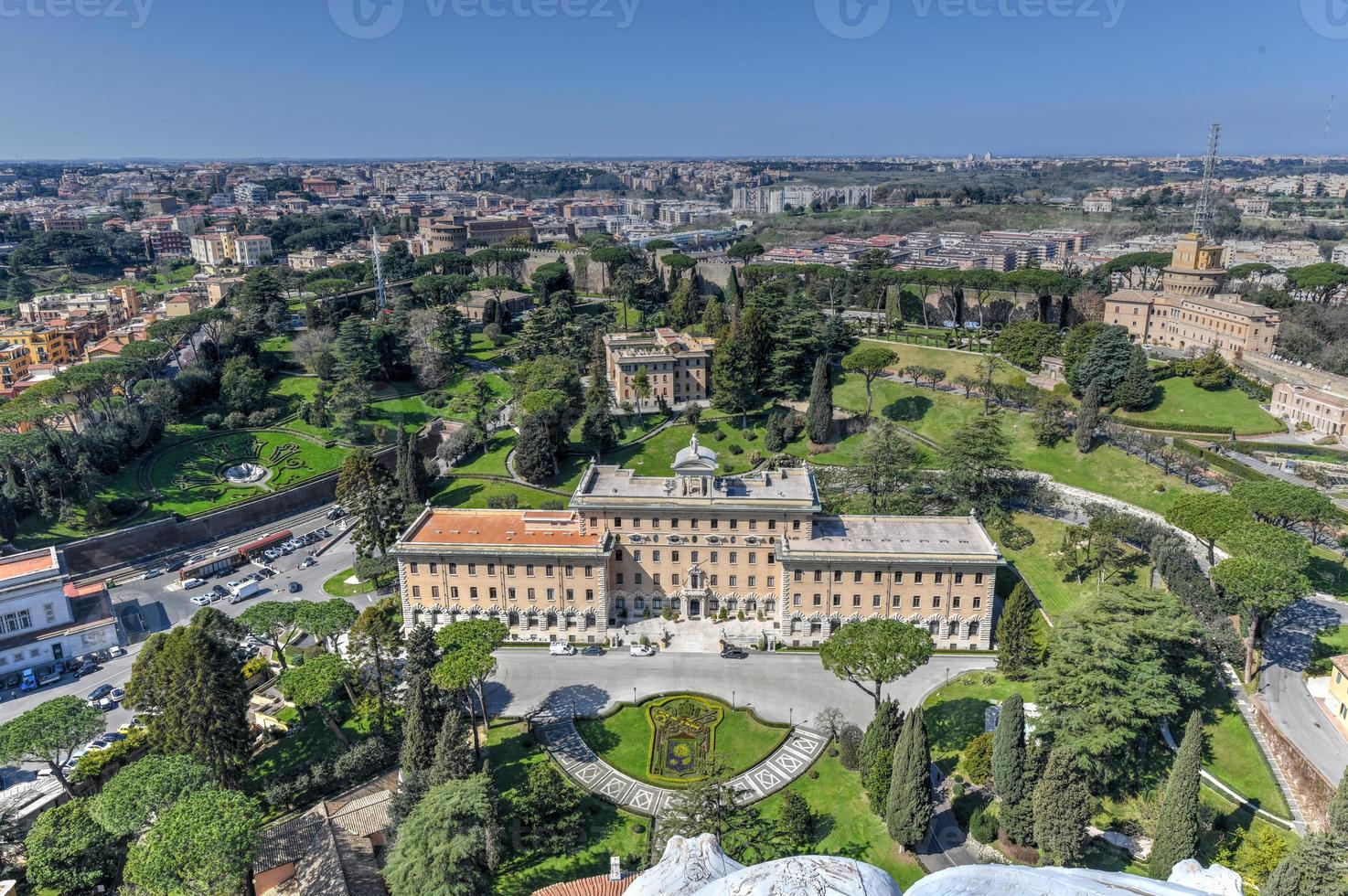 View of the Vatican City from Saint Peter's dome in the Vatican City, Rome, Italy photo