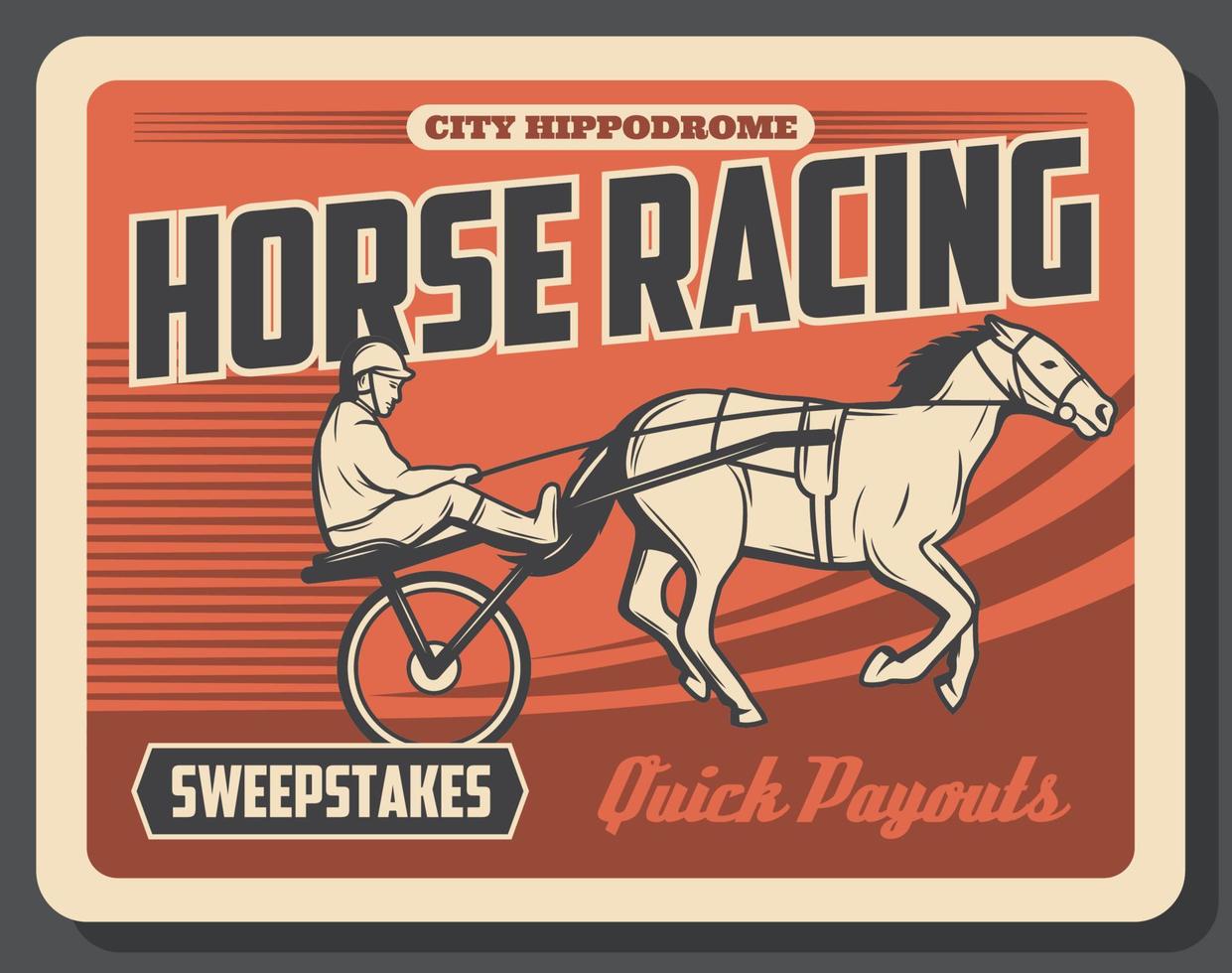 Horse racing sweepstakes, equestrians on track vector