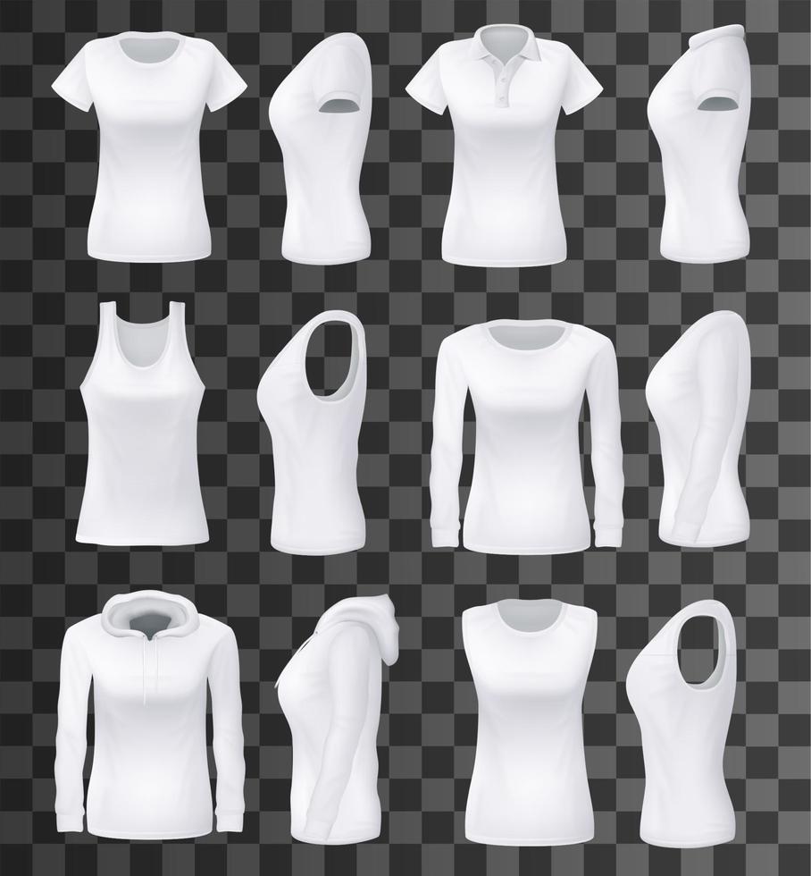 Female clothes vector isolated mockups