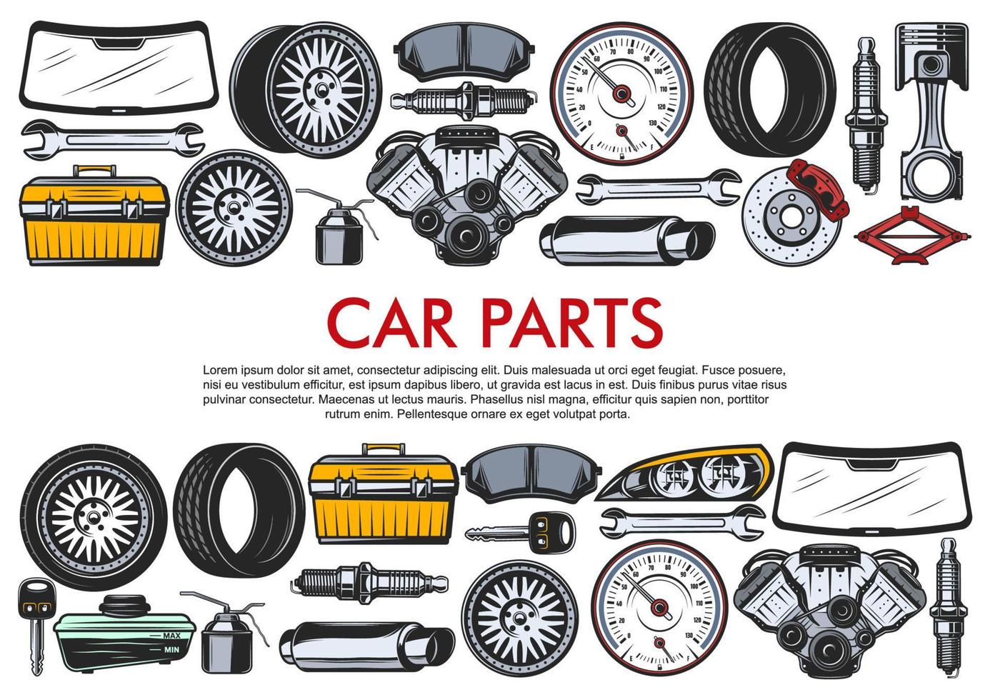 herramientas vectoriales y repuestos de automóviles vector