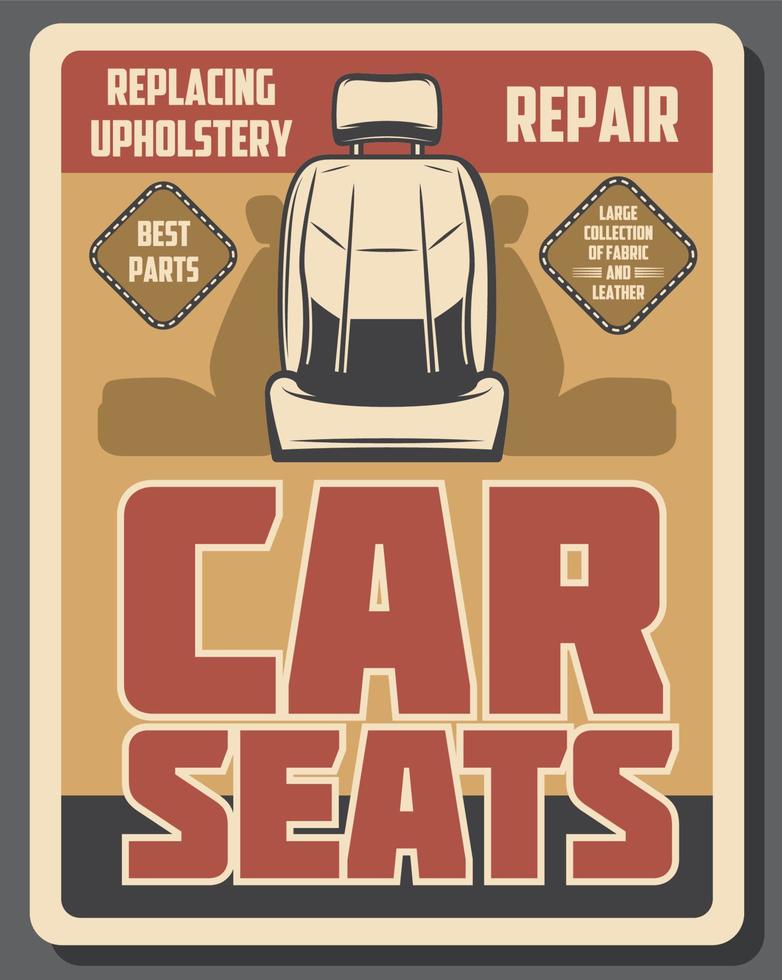 servicio de reparación de asientos de coche. reemplazo de tapicería vector