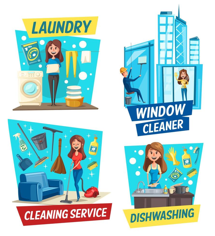 servicio de limpieza y lavado de casas vector