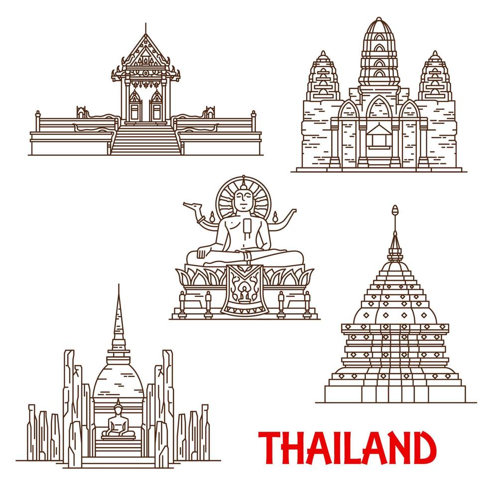 Thailand Samui temples architecture landmarks vector