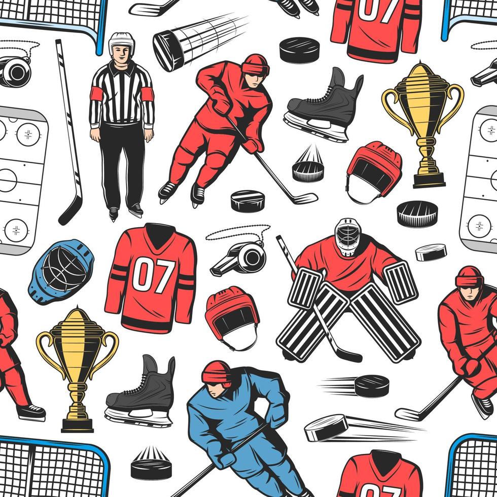 Ice hockey sport game seamless pattern vector