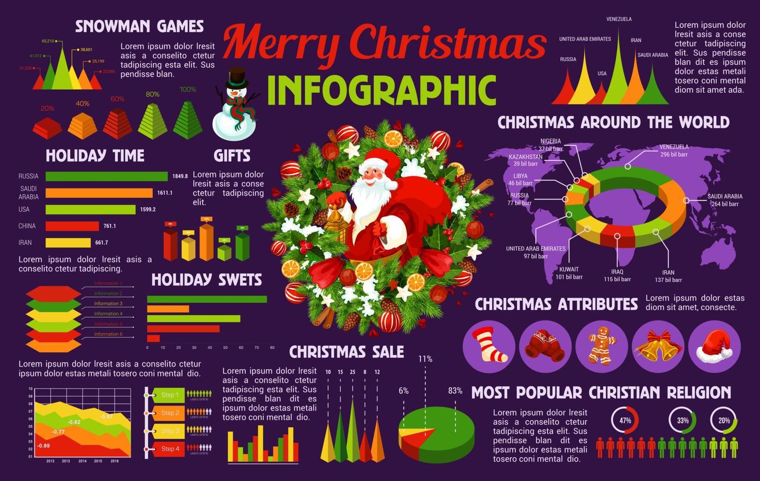 Christmas holiday celebration infographic template vector