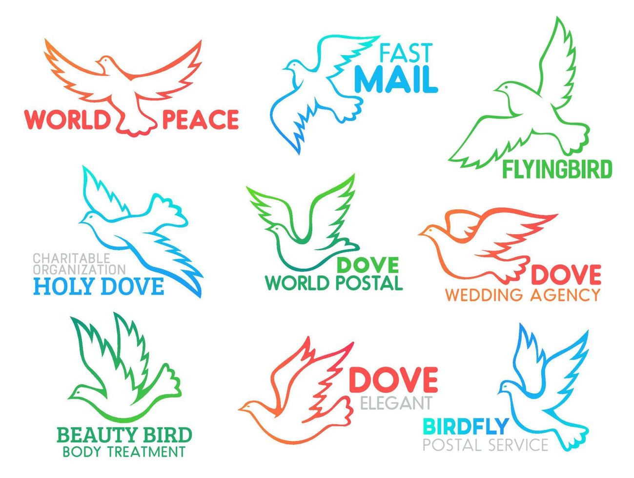Dove bird flying vector business design icons